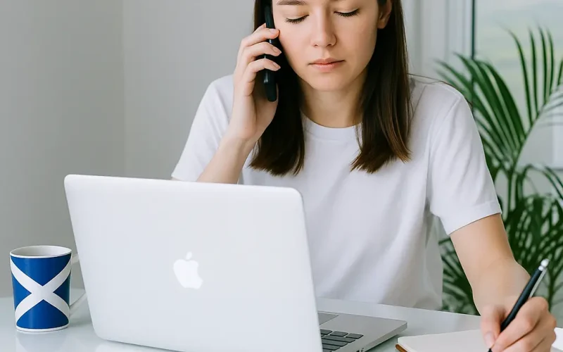 Scottish Woman Calling Bathroom Suites Glasgow